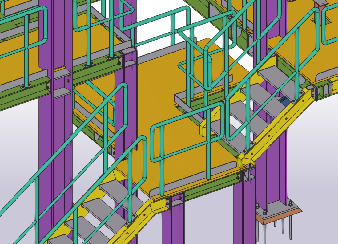 Miscellaneous steel stairs and handrail model